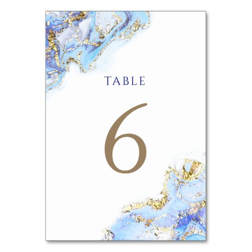 watercolor blue ink Table Number 6
