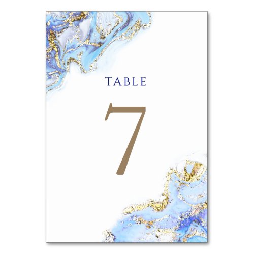 watercolor blue ink Table Number 7