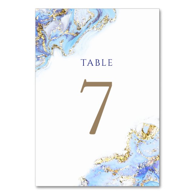 watercolor blue ink Table Number 7 (Front)