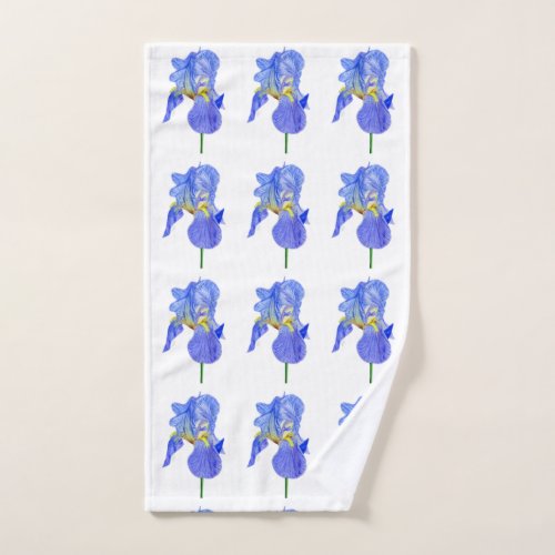 Watercolor Blue Iris Flower Hand Towel