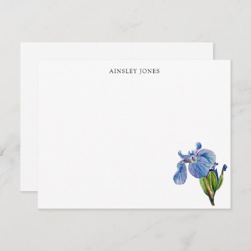 Watercolor blue Iris flower Thank You Card