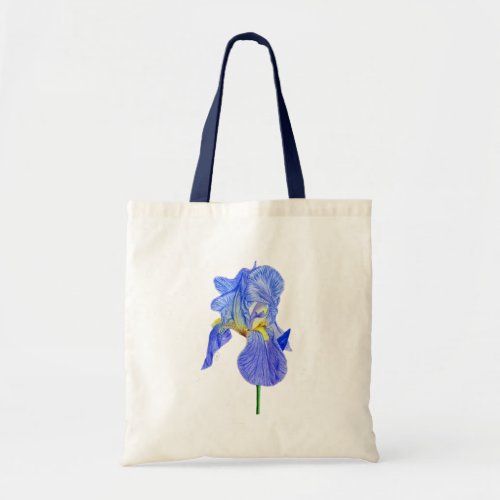 Watercolor Blue Iris Flower Tote Bag