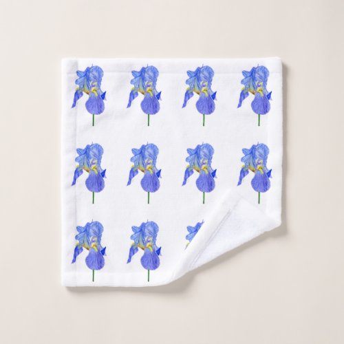 Watercolor Blue Iris Flower Wash Cloth