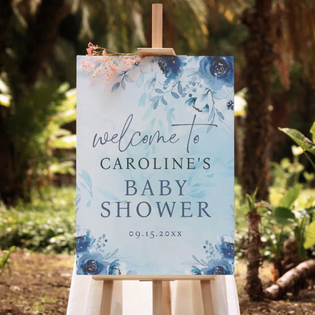 Watercolor Blue Its a Boy Baby Shower Welcome Sign | Zazzle
