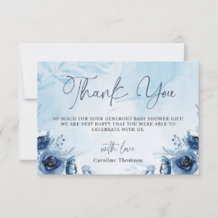 Watercolor Blue Its a Boy Thank You Baby Shower Card
