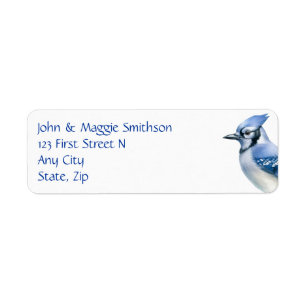 Watercolor Blue Jay Bird Custom Address Label