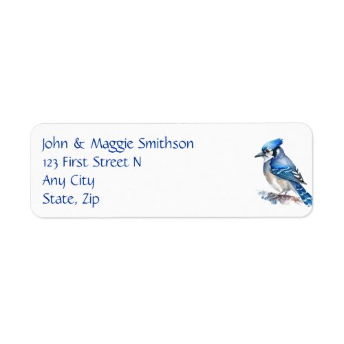 Watercolor Blue Jay Bird Custom Address Label