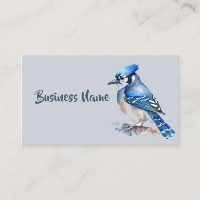 Watercolor Blue Jay Bird Nature Art  Business Card (Back)