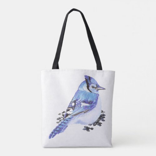 Watercolor Blue Jay Bird Nature art Tote Bag