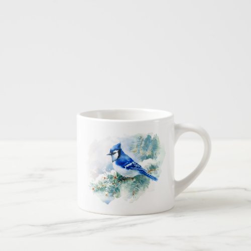 Watercolor Blue Jay Espresso Cup