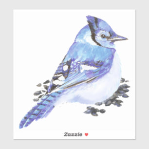Watercolor Blue Jay Garden Bird Nature Art Sticker