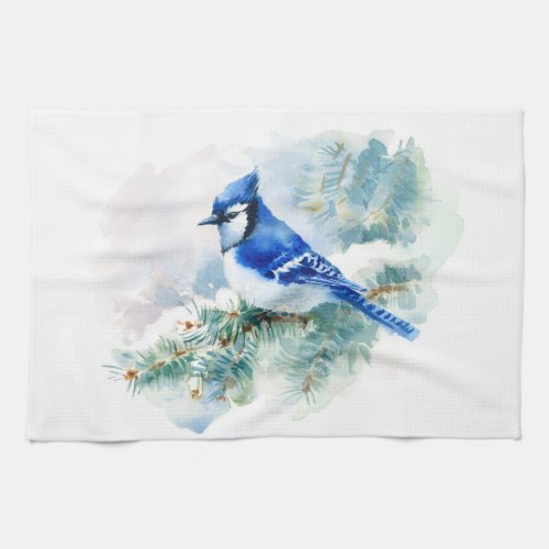 Watercolor Blue Jay Kitchen Towel