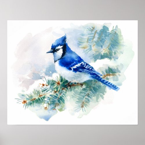 Watercolor Blue Jay Poster