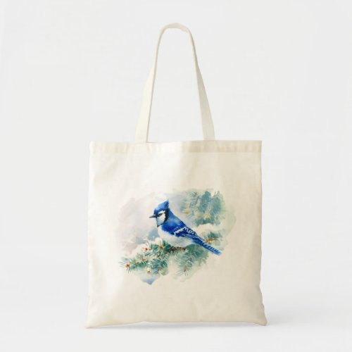 Watercolor Blue Jay Tote Bag