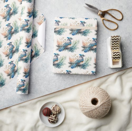 Watercolor Blue Jay Wrapping Paper