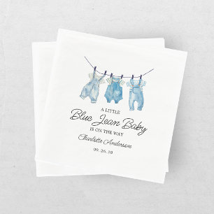 Watercolor Blue Jean Baby Shower Napkins