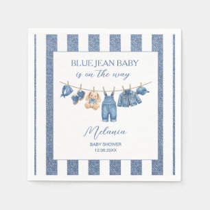 Watercolor Blue jean denim western baby shower Napkins
