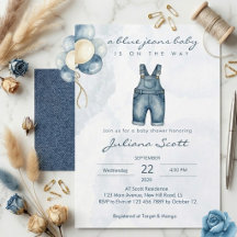 Watercolor Blue Jeans Baby Denim Baby Shower 