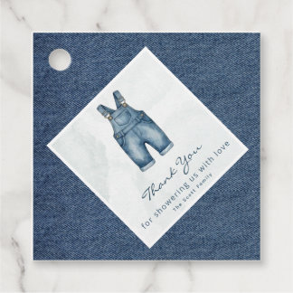 Watercolor Blue Jeans Baby Shower Denim  Favor Tags
