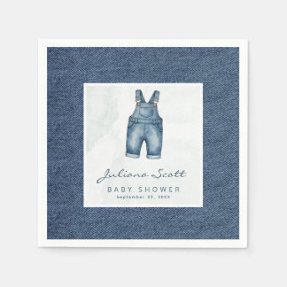 Watercolor Blue Jeans Baby Shower Denim  Napkins