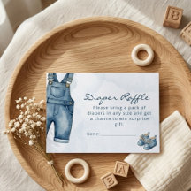Watercolor Blue Jeans Baby Shower Diaper Raffle 