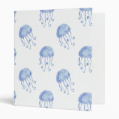 watercolor blue jellyfish beach design 3 ring binder (Front/Inside)