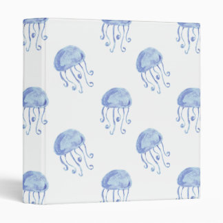 watercolor blue jellyfish beach design 3 ring binder