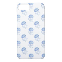 watercolor blue jellyfish beach design iPhone 8/7 case
