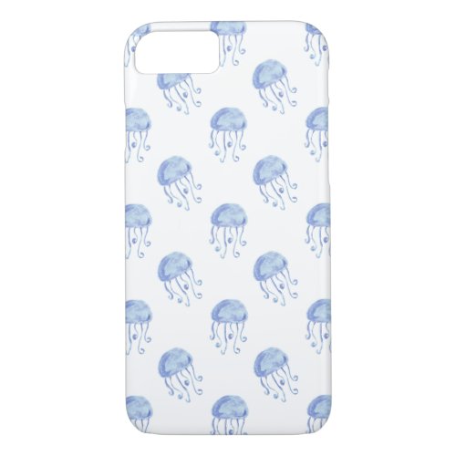 watercolor blue jellyfish beach design iPhone 87 case