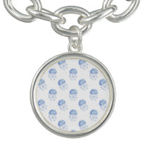 watercolor blue jellyfish beach design charm bracelet