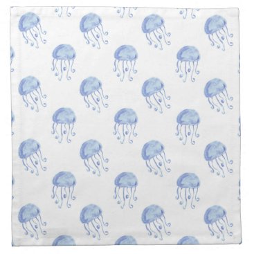 watercolor blue jellyfish beach design cloth napkin