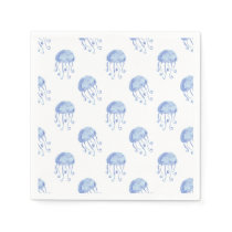 watercolor blue jellyfish beach design paper napkins