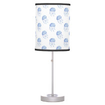 watercolor blue jellyfish beach design table lamp