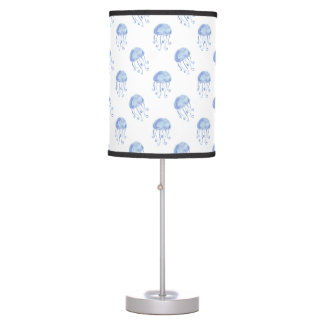 watercolor blue jellyfish beach design table lamp