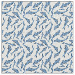 Watercolor Blue Koi Fish Pattern Fabric