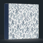 Watercolor Blue Leaves Pattern 3 Ring Binder<br><div class="desc">Elegant watercolor blue leaves pattern binder.</div>