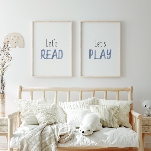 Watercolor Blue lets read and play set of 2