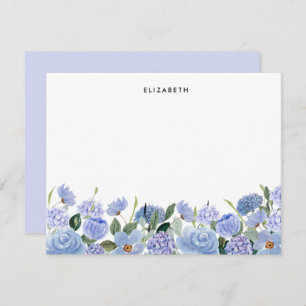 Watercolor Blue Lilac Hydrangeas Personalized Note Card
