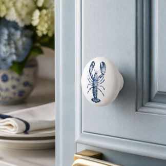  Watercolor Blue Lobster New England  Ceramic Knob