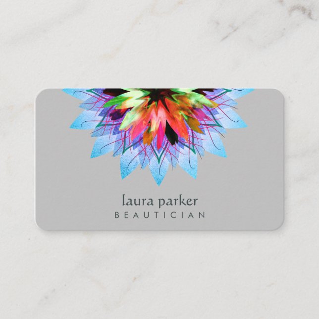 Watercolor  Blue Lotus Flower Logo Massage Yoga Business Card (Front)