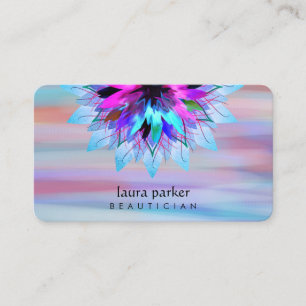 Watercolor  Blue Lotus Flower Logo Massage Yoga Business Card