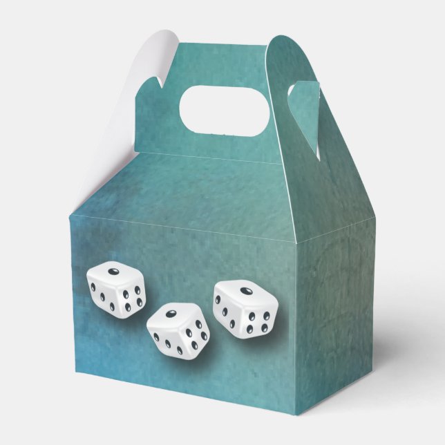 Watercolor Blue Lucky Dice Casino Night Prize Box (Back Side)