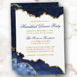 Watercolor Blue Marble Geode Gold Hanukkah Dinner Invitation<br><div class="desc">Modern Elegant Watercolor Winter Blue and Gold Marble Agate Geode Hanukkah Dinner Party Invitation Card - White Background with Gold Script</div>