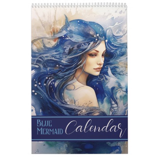 Watercolor Blue Mermaid Calendar