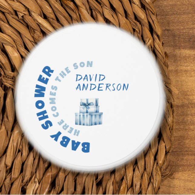 Watercolor blue minimalist baby shower boy mini candle favors (Creator Uploaded)