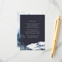 Watercolor Blue Mountain Wedding Details Card