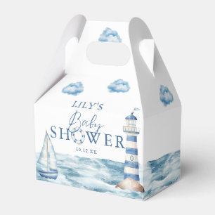 Watercolor Blue Nautical Baby Shower Favor Boxes