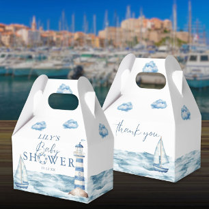 Watercolor Blue Nautical Baby Shower Favor Boxes