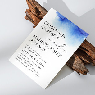 Watercolor blue nautical modern simple wedding invitation