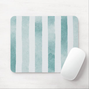 Watercolor blue nautical stripes. Abstract lines  Mouse Pad